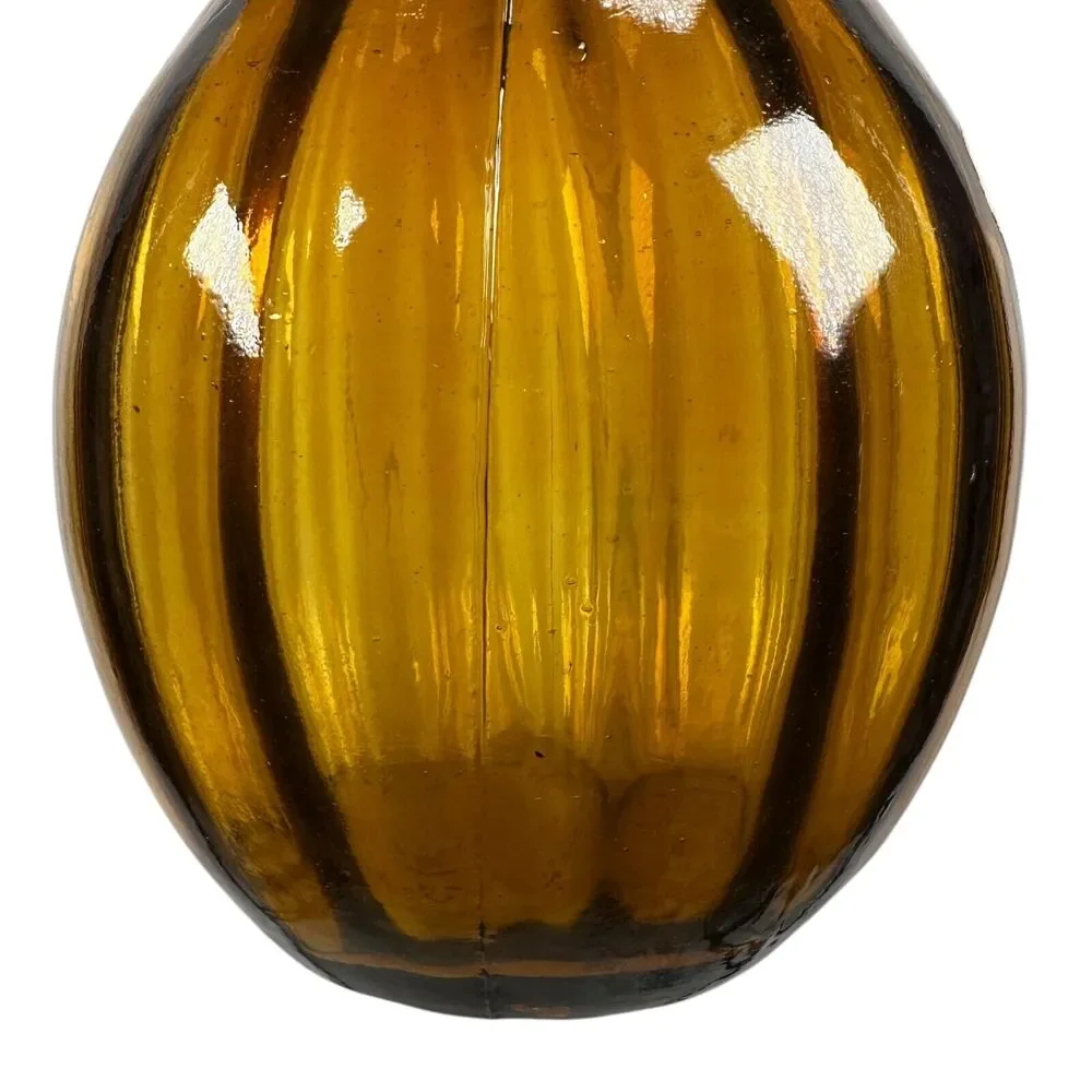 Vintage South Jersey Clevenger‎ Bros Glass Amber Vase Scalloped Edge Hand Blown